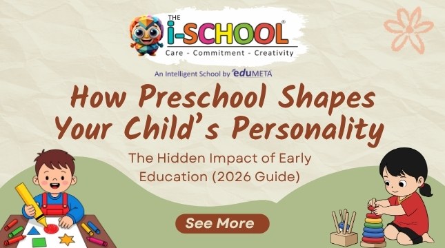 Illustration of preschool children learning shapes and activities showing how early education shapes a child’s personality