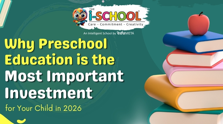 Why preschool education is the most important investment for your child in 2026 with books and apple illustration